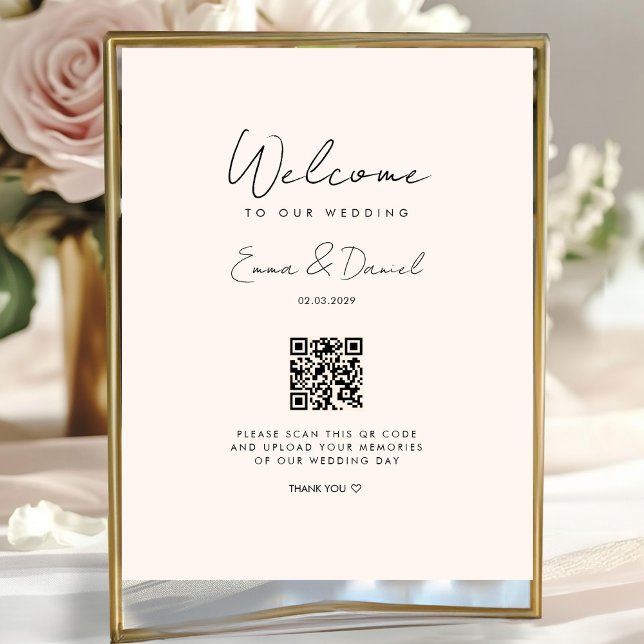 Welcome QR Code Wedding Galery Beige Poster (Creator Uploaded)