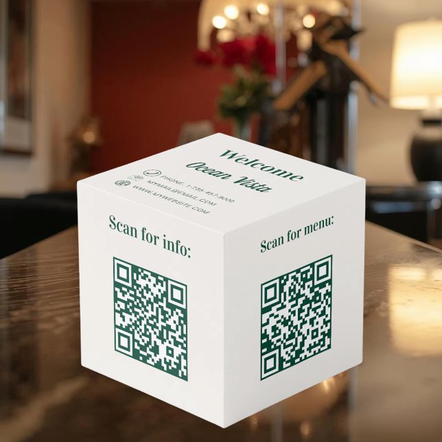 Welcome QR codes info hotel restaurant table ivory Cube (Creator Uploaded)