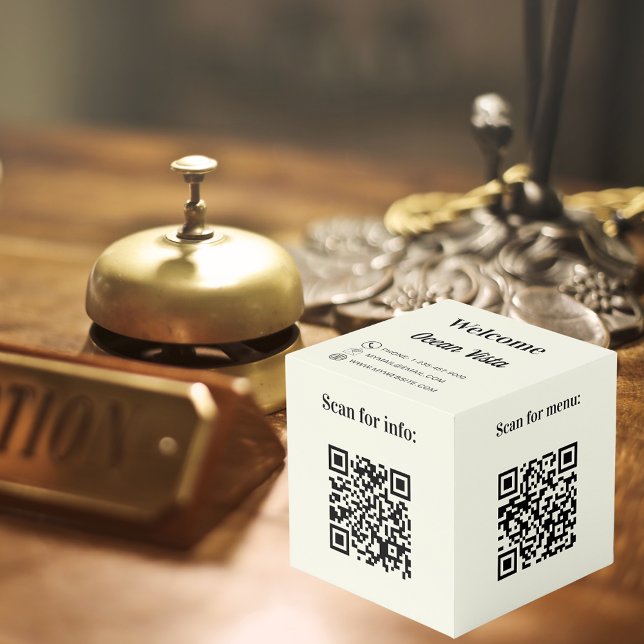 Welcome QR codes info hotel restaurant table ivory Cube (Creator Uploaded)