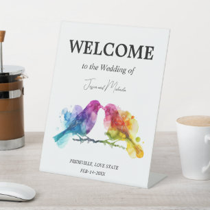 🌈 Welcome Rainbow Lovebirds Collection Pedestal Sign
