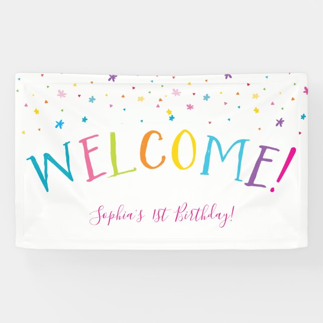 WELCOME RAINBOW TYPE pretty party bright colours Banner (Horizontal)