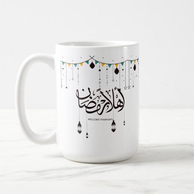 Welcome Ramadan, Arabic calligraphy Coffee Mug (Left)