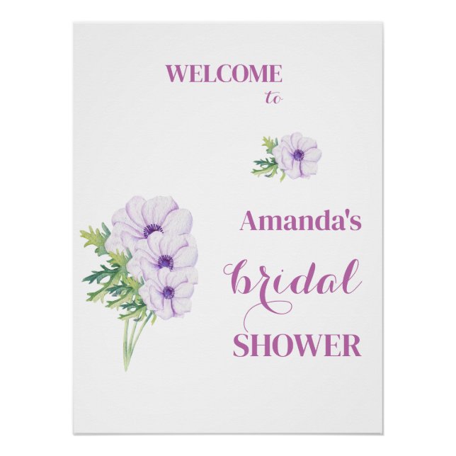 Welcome Ranunculus & Anemones Bridal Shower Custom Poster (Front)