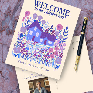 Welcome Real Estate Marketing Farmhouse Flowers  Postcard