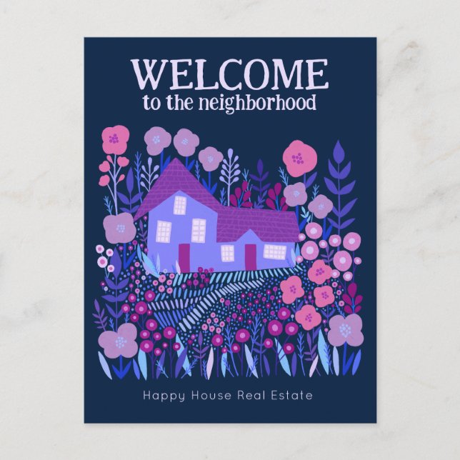 Welcome Real Estate Marketing Farmhouse Flowers  Postcard (Front)