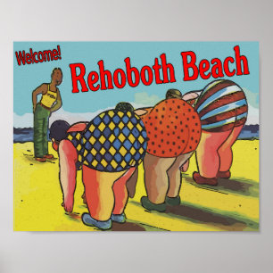 Welcome Rehoboth Beach Cartoon Poster