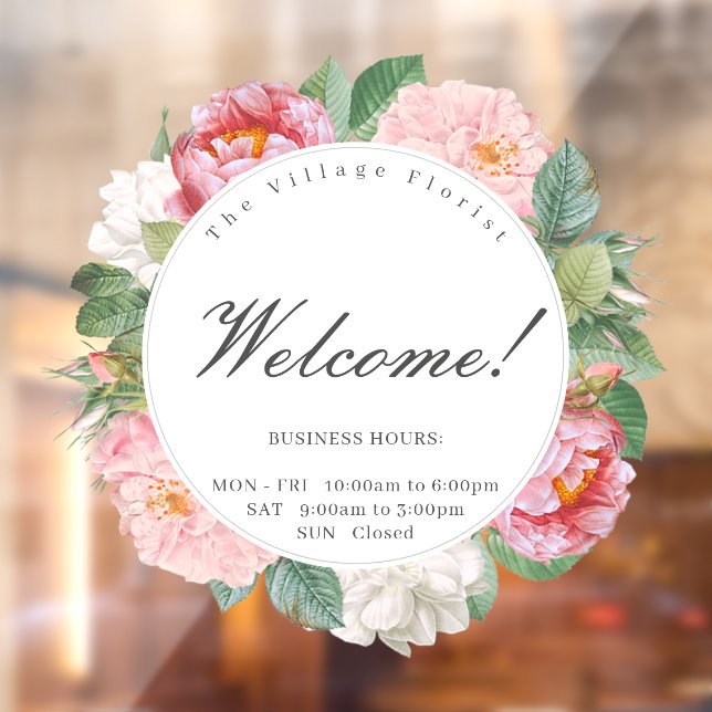 Welcome Roses Floral Round Business Opening Hours (Sheet 2)