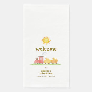 Welcome Rubber Duck Choo Choo Train Baby Shower Napkin