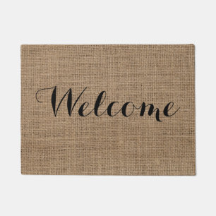 Welcome Rustic Burlap Design Farmhouse Doormat