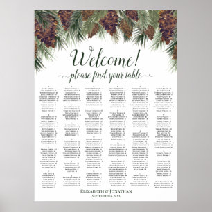 Welcome Rustic Pinecones Wedding Seating Chart