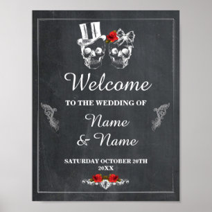 Welcome Rustic Skull Halloween Sign Wedding