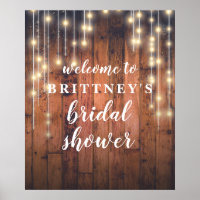 Welcome Rustic Wood String Lights Bridal Shower