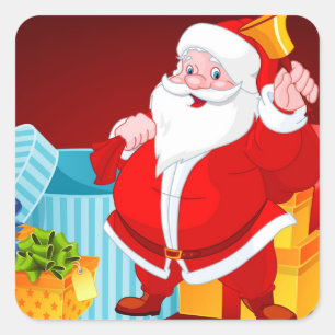 Welcome Santa Claus Cartoon Square Sticker