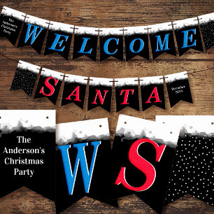 Welcome Santa Elf Christmas Themed Party Bunting
