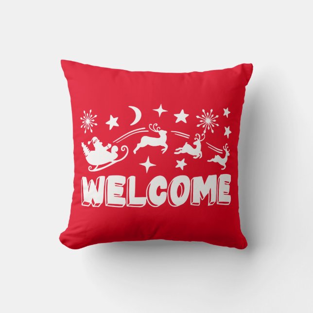 Welcome Santa & Sleigh Cushion (Front)