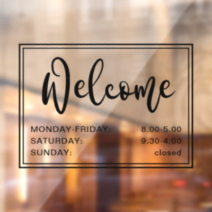 Welcome script opening hours black transparent 