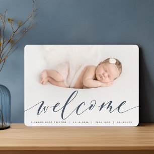 Welcome Script Photo Birth Announcement
