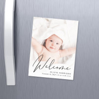 Welcome Script Photo Birth Announcement Magnet