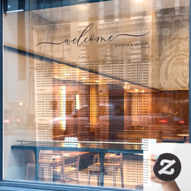 Welcome seating chart twenty table numbers (Cafe Window)