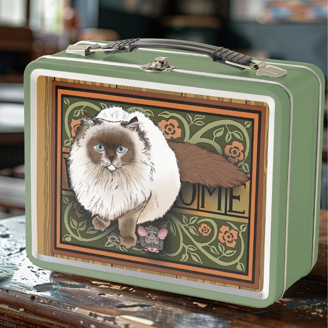 Welcome Siamese Cat Mouse Metal Lunch Box (Creator Uploaded)