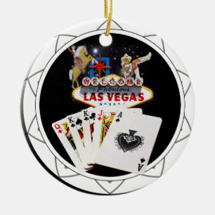 Welcome Sign Black Poker Chip Ceramic Tree Decoration