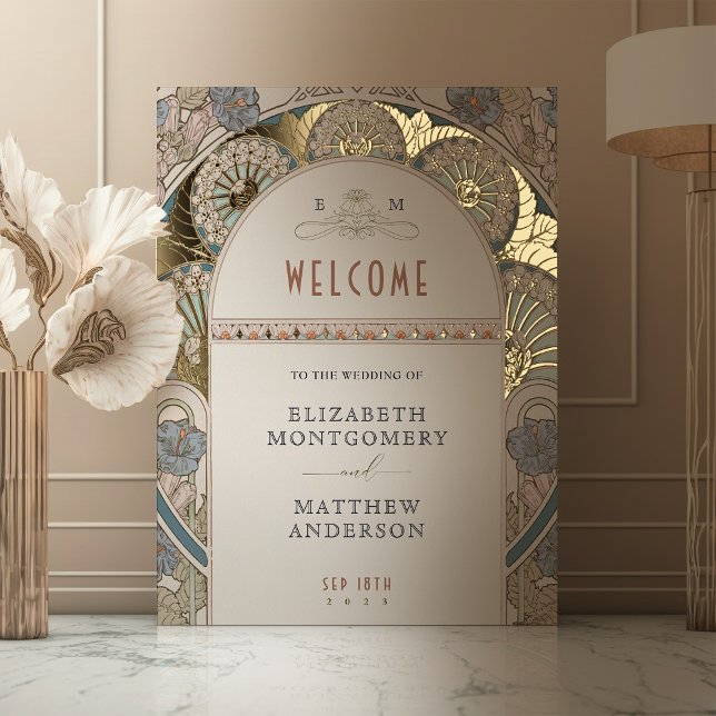 Welcome Sign Bougainvillea Gold Wedding (Creator Uploaded)
