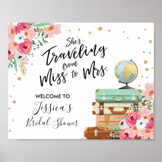 Welcome sign Bridal Shower Miss to Mrs Floral (Front)