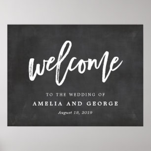 Welcome Sign Choose Your Size Brushed Chalkboard