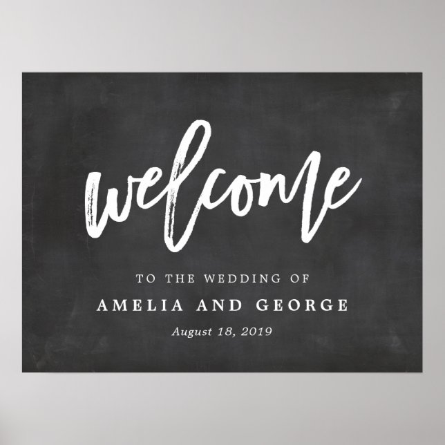 Welcome Sign Choose Your Size Brushed Chalkboard (Front)