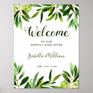 Welcome Sign   Elegant Olive Boho Garden Wedding