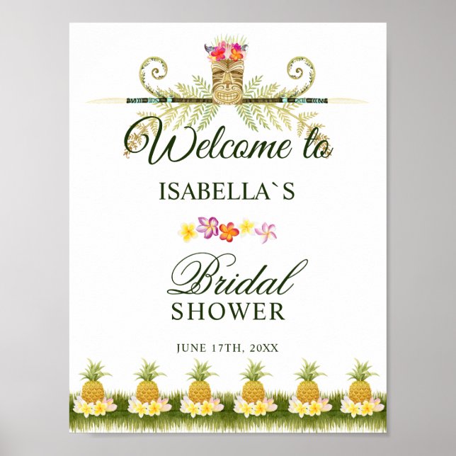 Welcome Sign | Elegant Tropical Bridal Shower (Front)