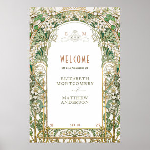 Welcome Sign Floral Arch Art Nouveau