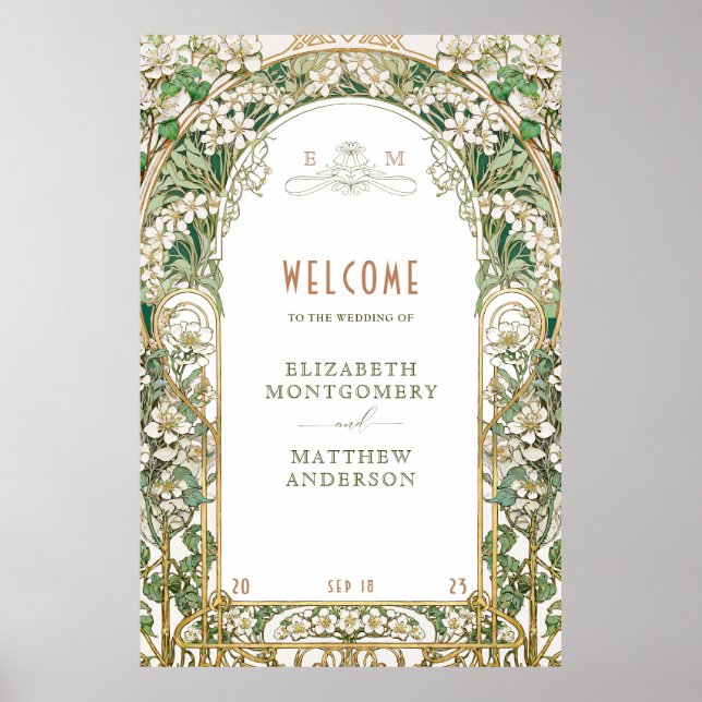 Welcome Sign Floral Arch Art Nouveau (Front)