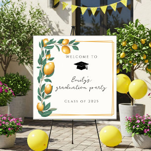 Welcome sign for the graduation party with lemons