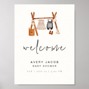 Welcome Sign   Minimal Boho Clothes Baby Shower 