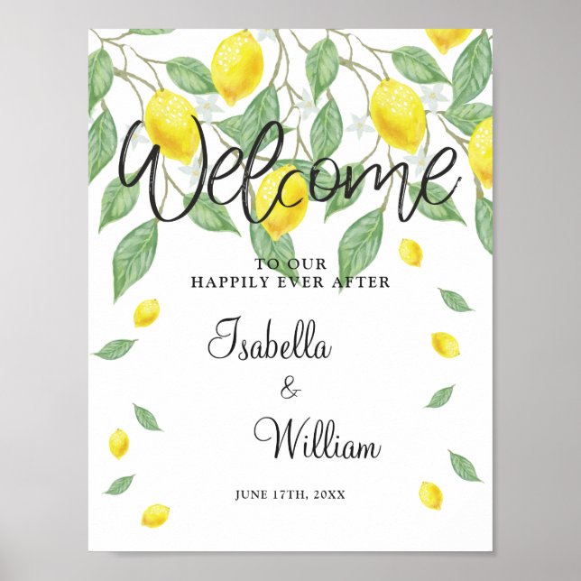 Welcome Sign | Modern Lemon Boho Summer Wedding (Front)