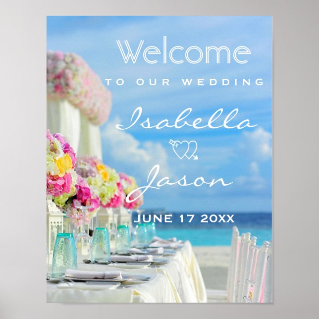 Welcome Sign | Ocean Beach Summer Wedding (Front)