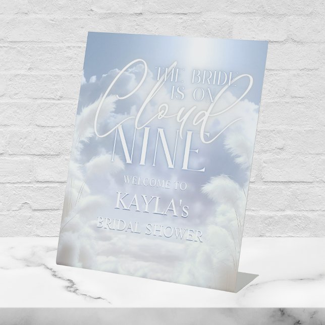 Welcome Sign On Cloud Nine 9 Pampas Bridal Shower (Welcome Sign On Cloud Nine 9 Pampas Bridal Shower | Table top)