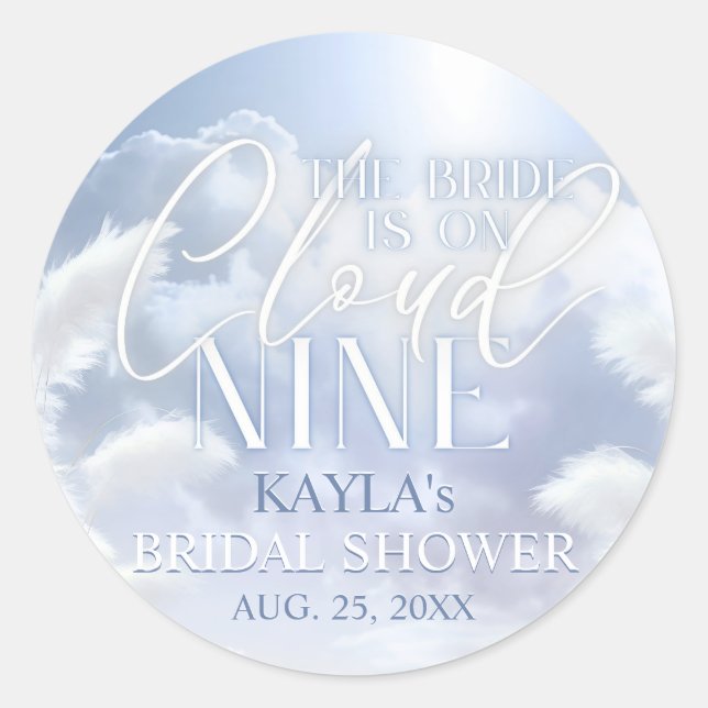 Welcome Sign On Cloud Nine 9 Pampas Bridal Shower Classic Round Sticker (Front)