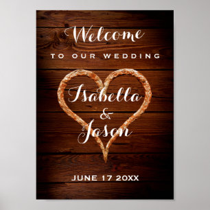 Welcome Sign   Rustic Metal Heart Wood Wedding
