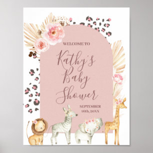 Welcome Sign Safari Animals Boho Pampas Grass