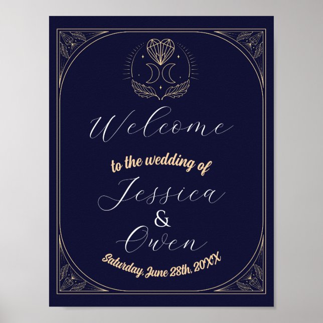 Welcome Sign Tarot Wedding Hearts Crystal Moon (Front)