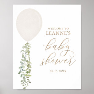 Welcome Sign White Balloon Eucalyptus Baby Shower