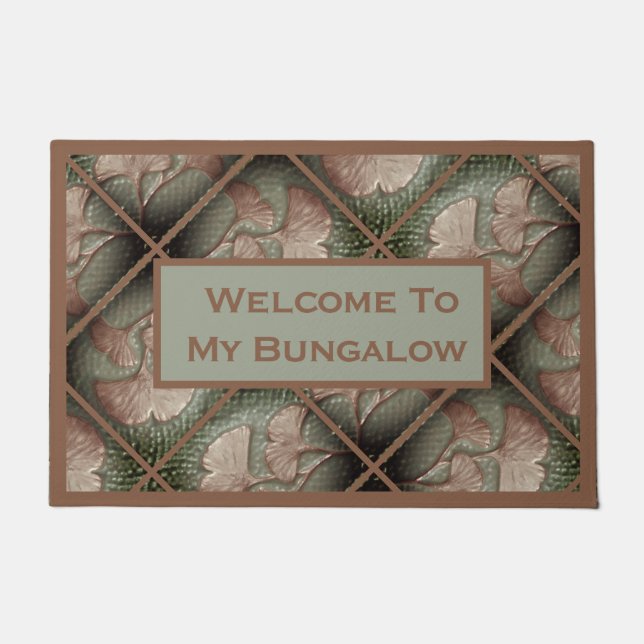  Welcome Sign with Gingko Leaves Doormat (Front)