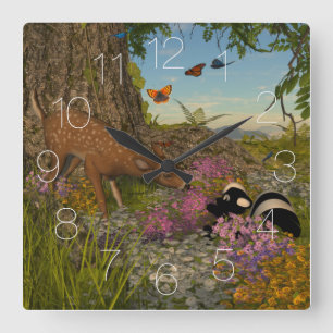 Welcome Spring Square Wall Clock