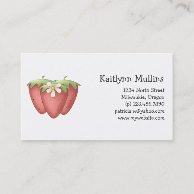 Welcome Spring · Strawberries & Flower Business Card (Front)