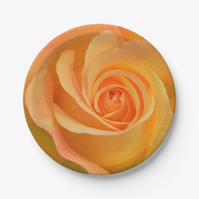 Welcome Spring with a Giant Yellow Rose Paper Plate (Front)