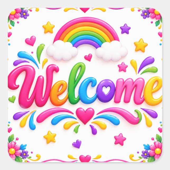 Welcome  square sticker (Front)