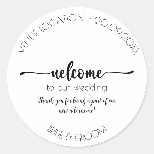 Welcome Sticker, Wedding, Engagement, Party Classi Classic Round Sticker (Front)