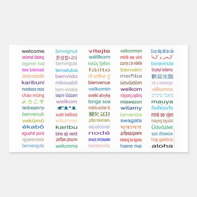Welcome Stickers : 80 Languages / White (Front)